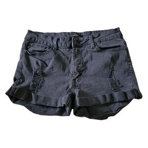 Kancan Black Distressed Denim Shorts Size 28